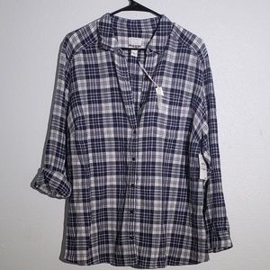 *SALE* NWT Caslon Tunic Fit Plaid Button Down